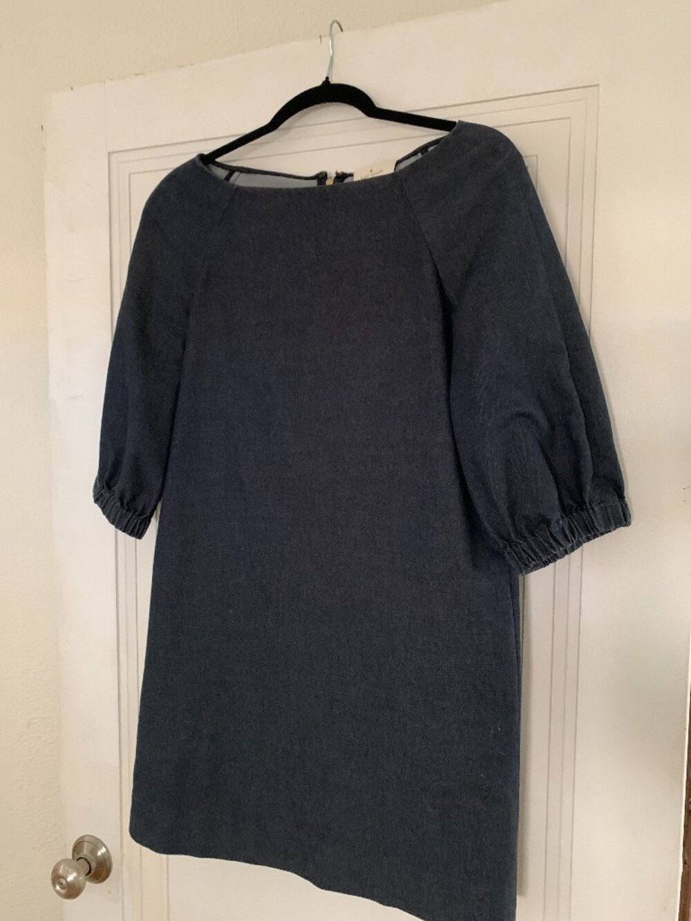Kate Spade New York Navy Denim Blouson Shift Dress, Modern, Mini Skirt